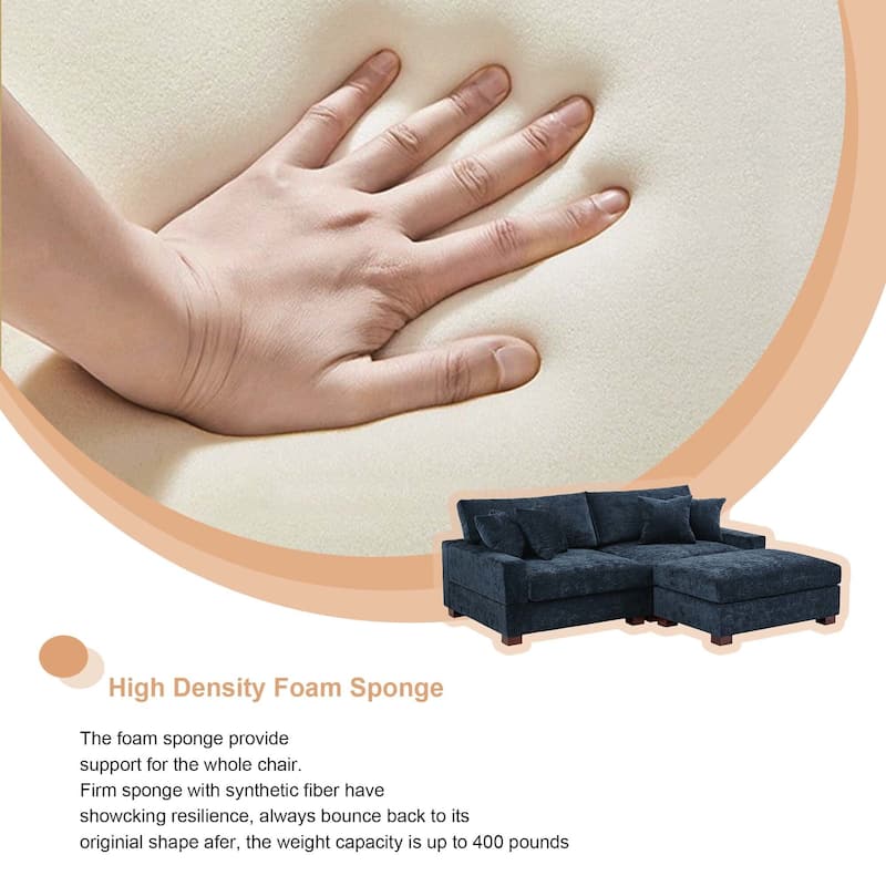 Oversized Chenille Modular Sectional Sofa Living Room Set with Ottoman