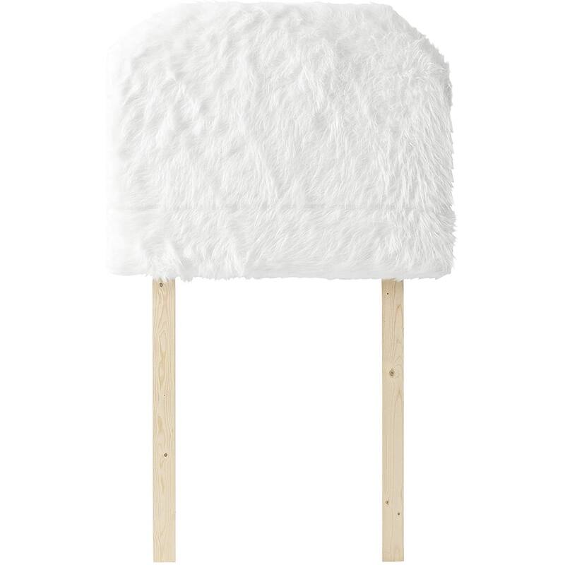 Mo' Heaven College Headboard with Legs - Plush Furry Fur White
