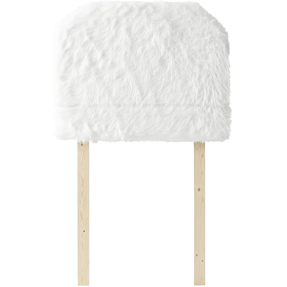 Mo' Heaven College Headboard with Legs - Plush Furry Fur White