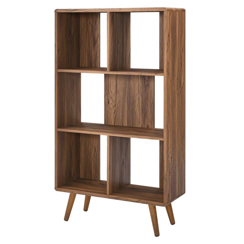 Arbor Mid-century Modern Walnut Wooden 5 Shelf Bookcase Display Cabinet