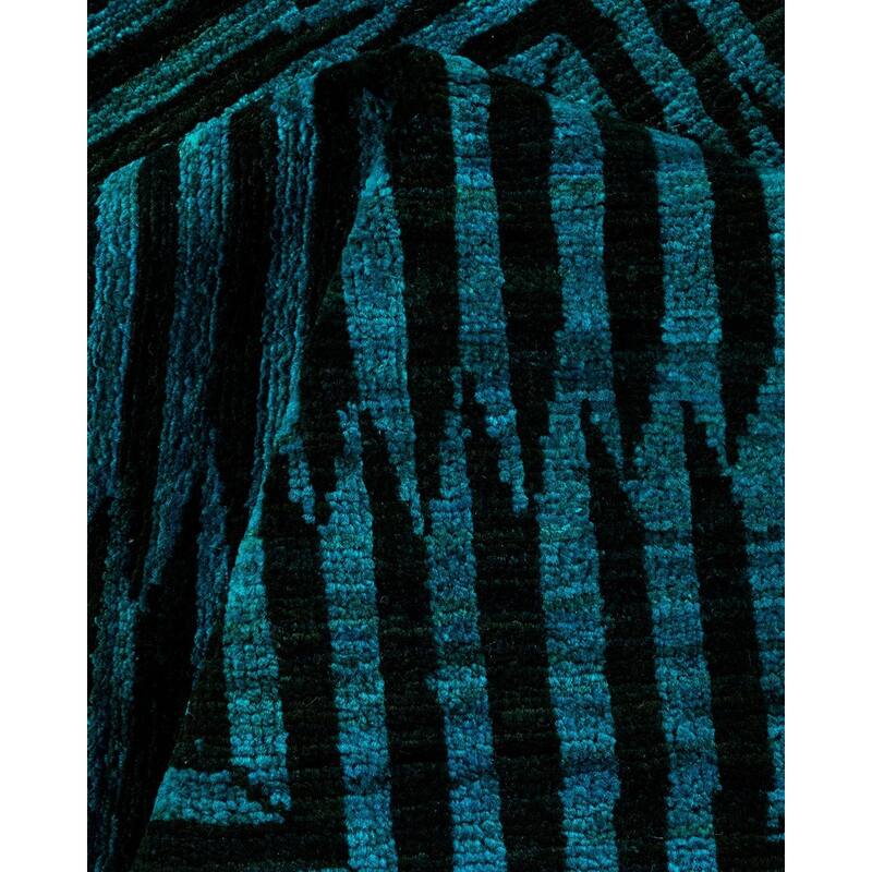 Overton Hand Knotted Wool Vintage Inspired Modern Contemporary Overdyed Blue Area Rug - 7' 10" x 10' 1"