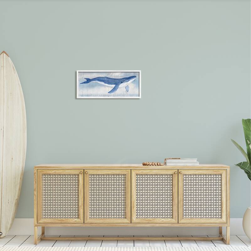 Stupell Voice Of The Sea Inspirational Ocean Lover Whale Quote Framed Wall Art, Design by Katie Swatland