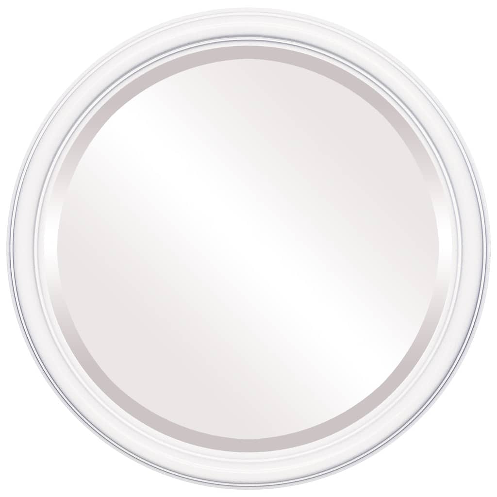 Saratoga Framed Round Mirror in Linen White