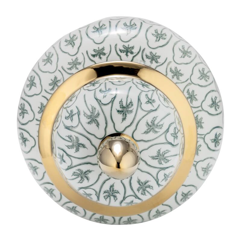 Sagebrook Home Modern Tropical Ceramic Jar with Coastal Palm Trees