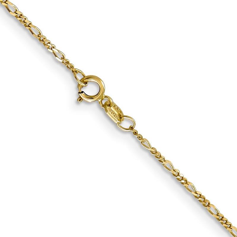 Curata 10k Yellow Gold 1.25mm Flat Figaro Chain Necklace (Spring-ring) Options: 16 18 20 24