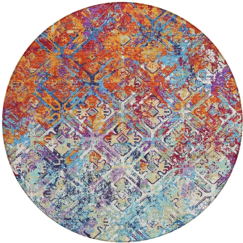 HomeRoots Geometric Transitional Rectangle Outdoor Rug