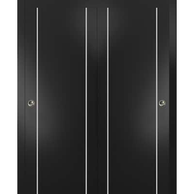 Bypass Doors 36 x 80 Planum 0410 Matte Black with Sturdy Rails