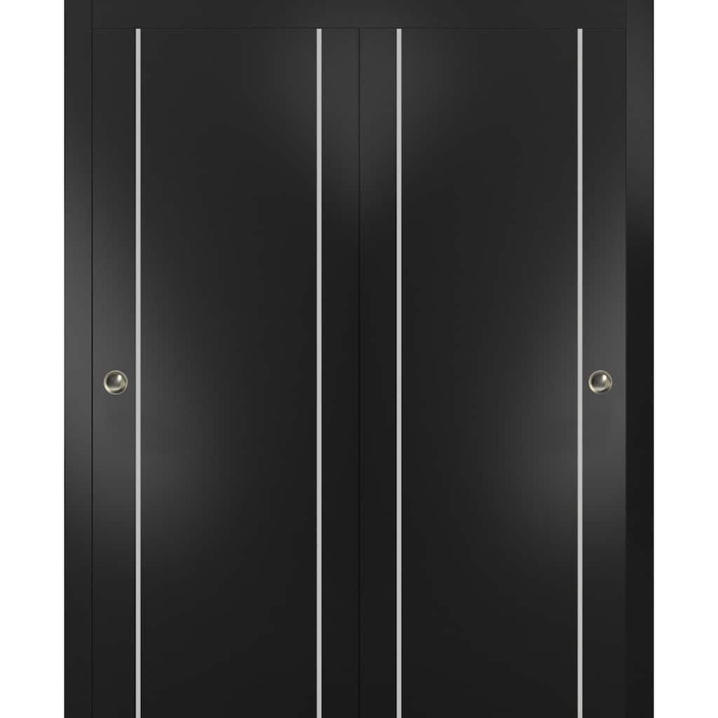 Bypass Doors 36 x 80 Planum 0410 Matte Black with Sturdy Rails