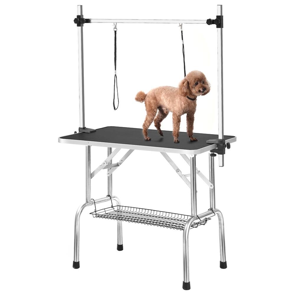 Professional Dog Pet Grooming Table Adjustable Heavy Duty Portable w/Arm & Noose & Mesh Tray