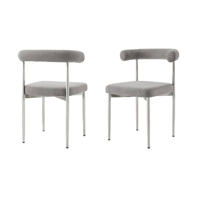 Set of 2 Upholstered Open Back Dining Chairs with Metal Legs - 20.50” x 23.50” x 30.50”
