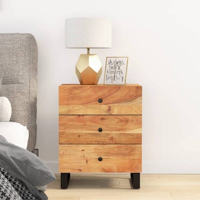 vidaXL Bedside Cabinet 19.7"x13"x24.4" Solid Wood Mango&Engineered Wood