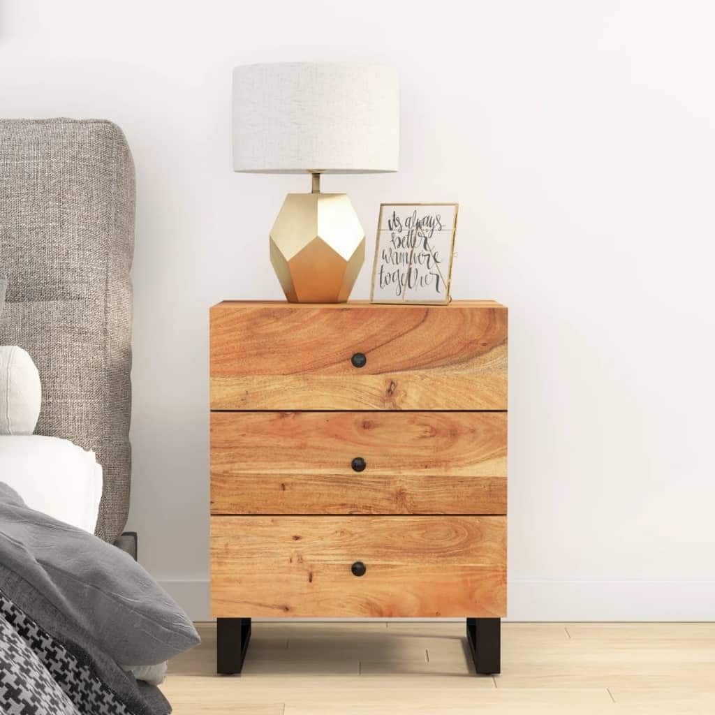 vidaXL Bedside Cabinet 19.7"x13"x24.4" Solid Wood Mango&Engineered Wood