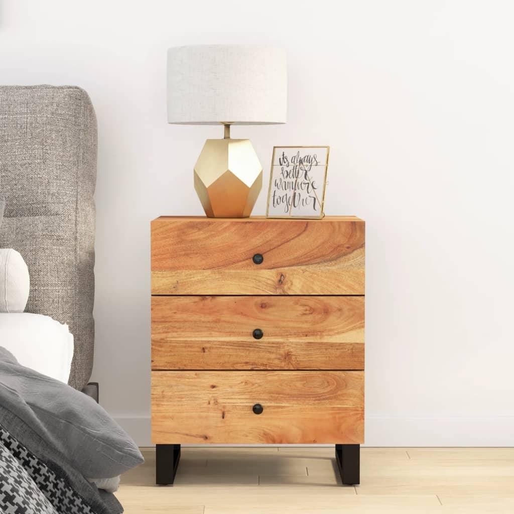 vidaXL Bedside Cabinet 19.7"x13"x24.4" Solid Wood Mango&Engineered Wood