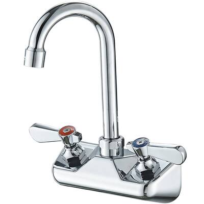 Wall Mount Kitchen Faucet Chrome Double Handles 4 Inch Centerset Sink Faucets Commercial Basin Vanity Laundry Restaurant Taps