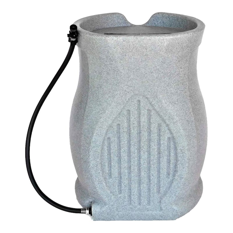 FCMP Outdoor Catalina 45 Gallon Water Outdoor Rain Catcher Barrel, Light Granite - 20