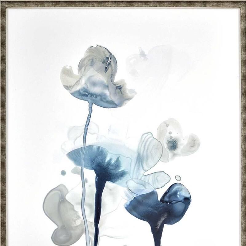 HomeRoots Set Of Two Midnight Blossom II Silver Framed Wall Art