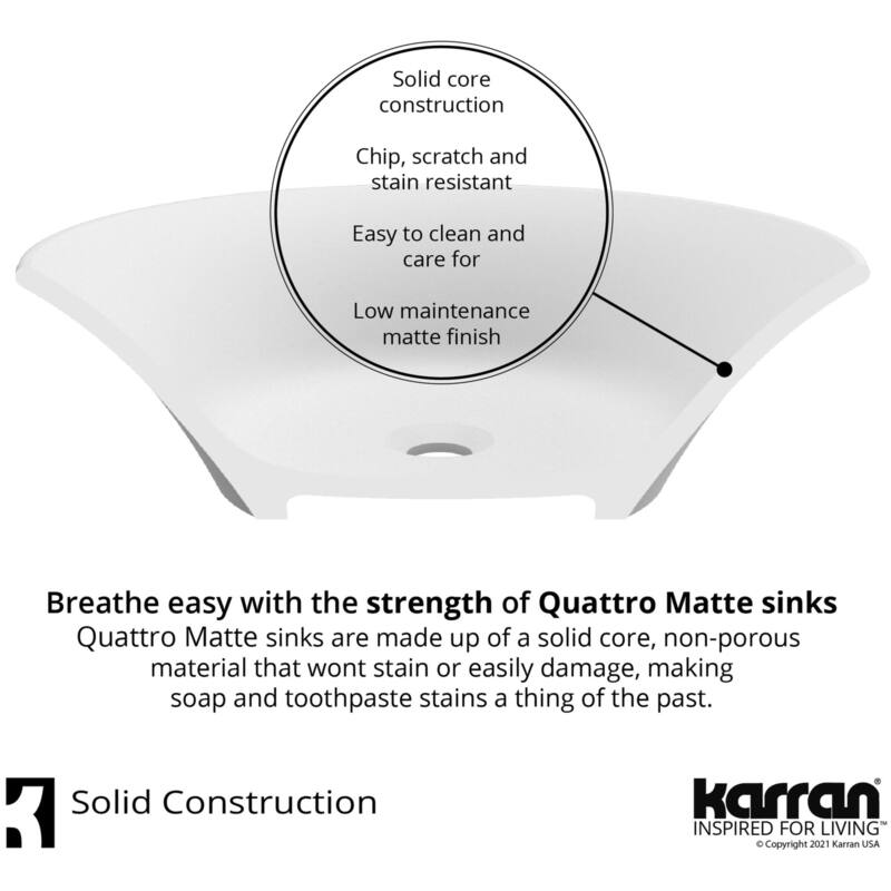 Karran USA QM164 Quattro Matte 20-5/8" Oval Acrylic Vessel Bathroom