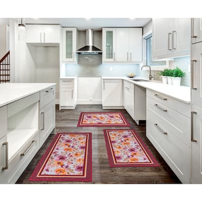 Cucina Flora 3PC Kitchen Rug Set - 3-Piece Set