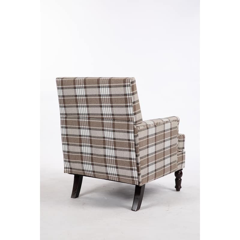 Coffee Modern Cotton High Back Upholstered Accent Chair with Sturdy Metal Frame and Turned Legs