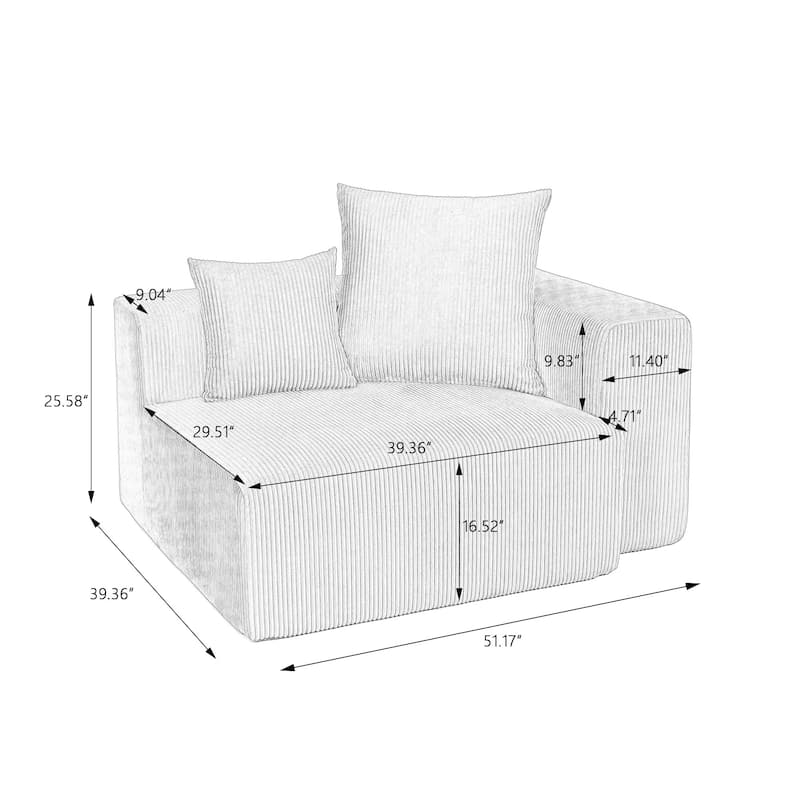 Corduroy Upholstered Modular Sectional Sofa with Ottoman