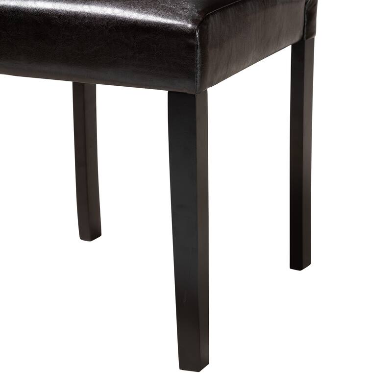 Modern 5-Piece Dining Set - Dark Brown Faux Leather & Wood Table & Chairs