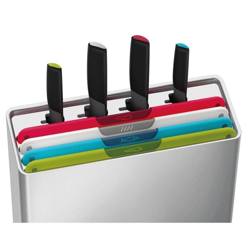 Joseph Joseph Folio Icon Steel 8-piece Knife & Cutting Board Set with Stainless Steel Case