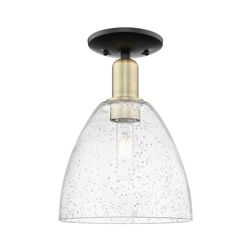 Innovations Lighting 716-1C-13-9 Bristol Semi-Flush Bristol 9" Wide - Black Antique Brass / Seedy