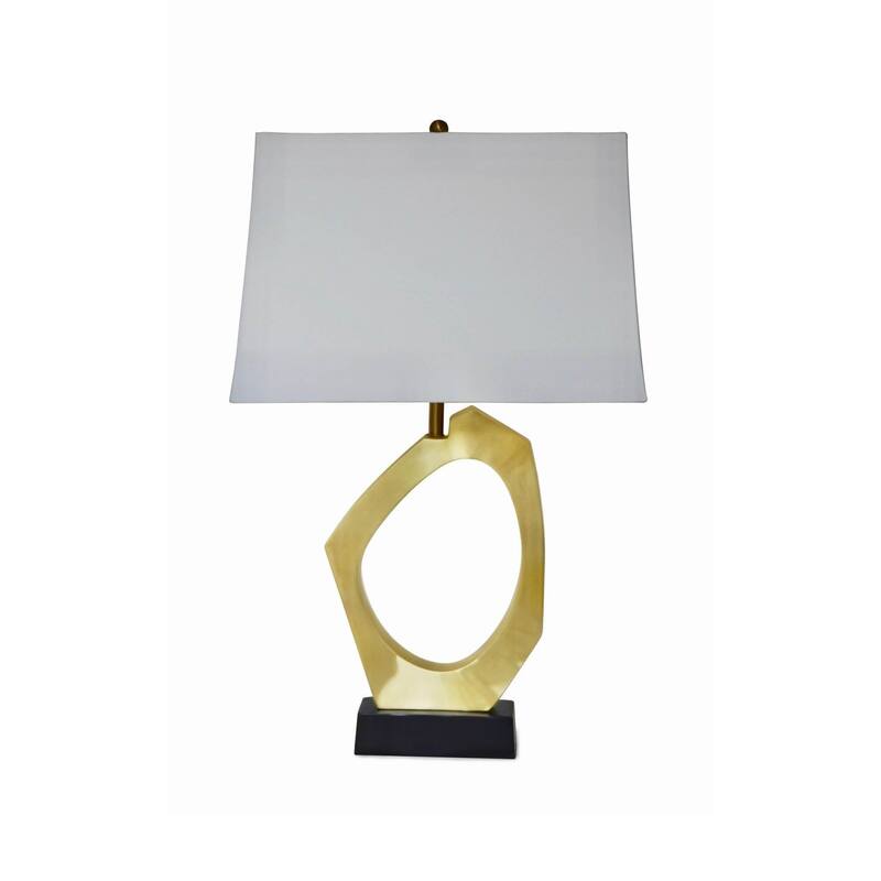 Millerville 28" Table Lamp with Fabric Shade, Brass/ Black