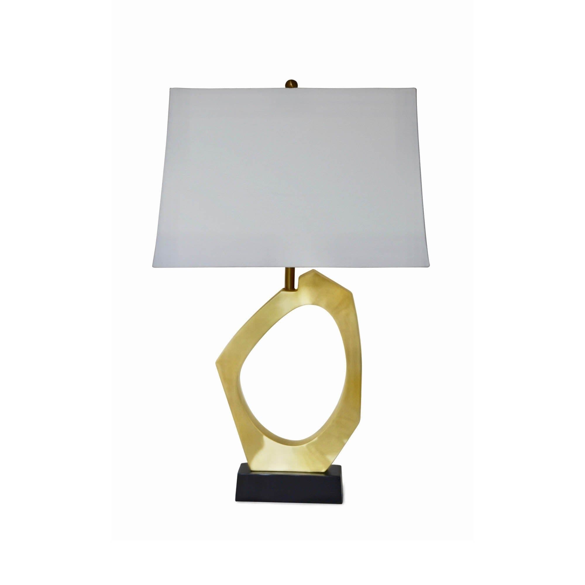Millerville 28" Table Lamp with Fabric Shade, Brass/ Black