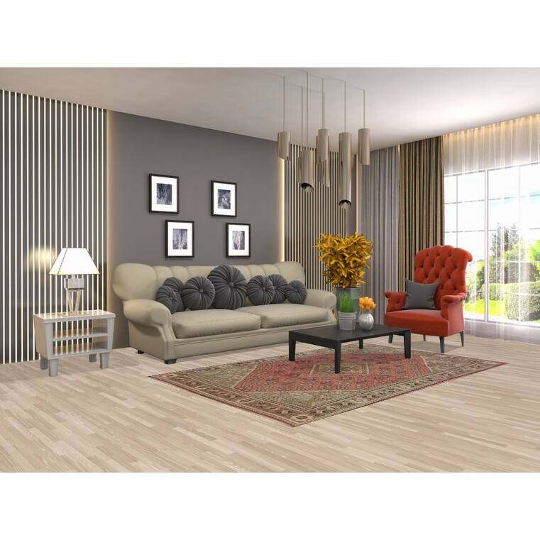 Pink Geometric Joshaghan Persian Vintage Area Rug Handmade Wool Carpet - 4'6" x 7'4"