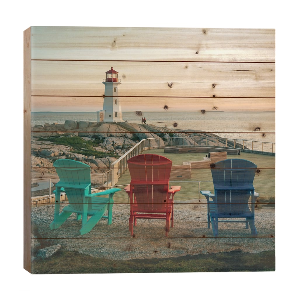 Peggy's Cove Lighthouse Print On Wood by Jon Bilous - Multi-Color