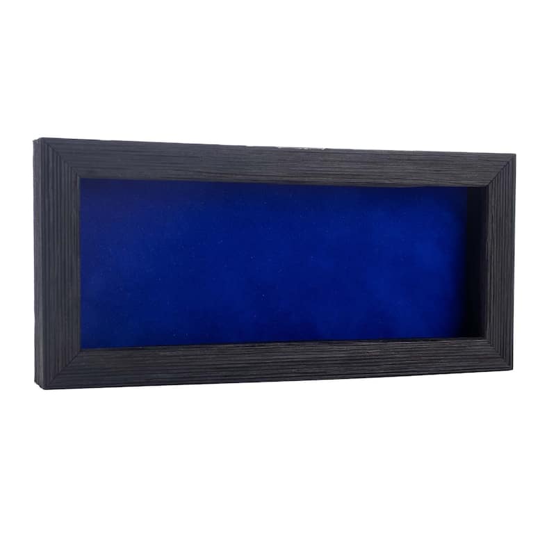 12x24 Shadow Box Frame Barnwood Black Wood | With a 1" Usable Display Depth | Includes a Royal Blue Real Suede Texture Acid-Free - Holds 12x24 Photo