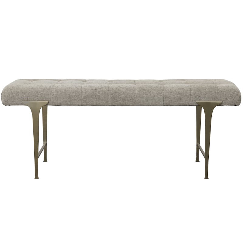 Biscuit Tufted Top Cushioned Bench - 48" - Gray and Champagne Gold