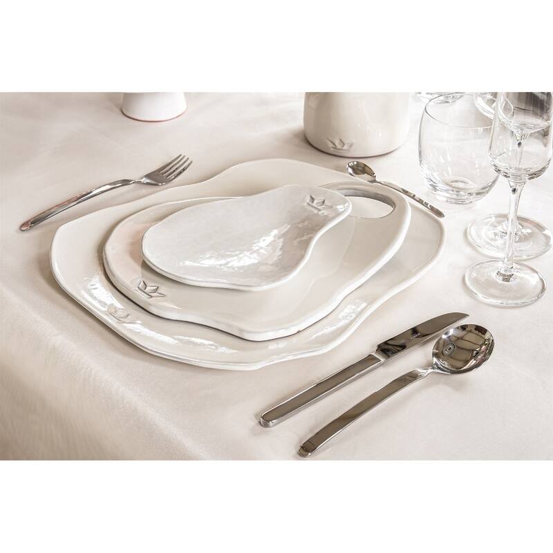 Board Plate Ceramic XL Set of 2 White - White
