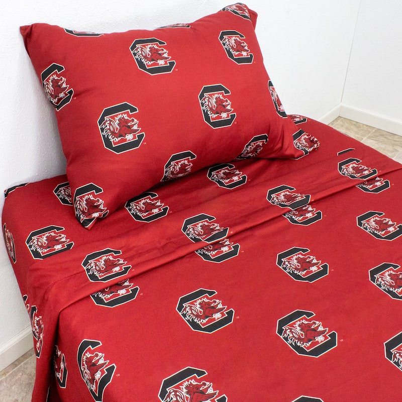 South Carolina Gamecocks Sheet Set. - Red - King