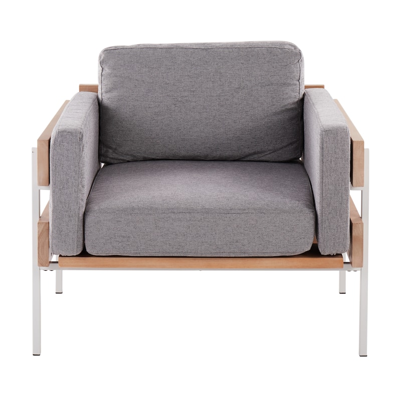 Carbon Loft Kari Accent Chair - Light Grey Fabric/Natural Wood/White Metal