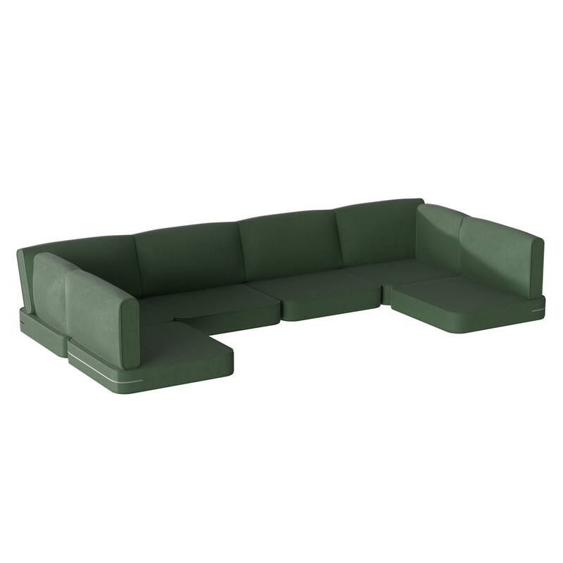 14-Piece Patio Furniture Sofa Cushions, 6-Seater Outdoor Cushion Set (Only Include Cusions，Not Sofa） - 25.6*25.6*4in