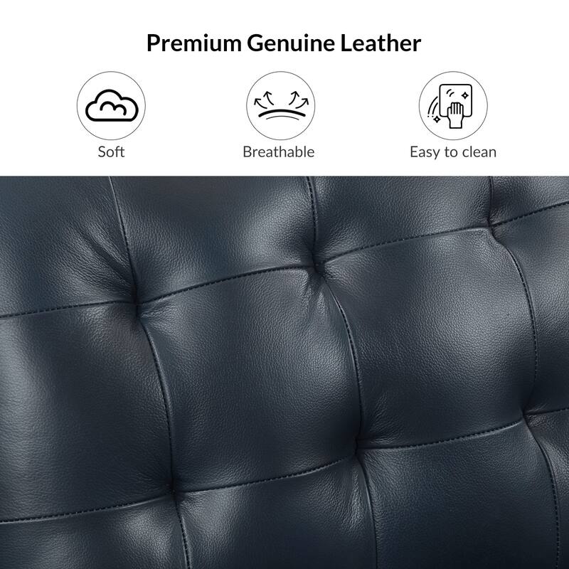 Aurora Genuine Leather Ottoman with Tufted Design by HULALA HOME