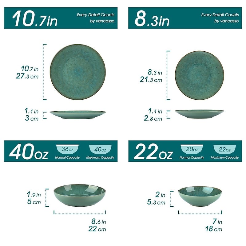 vancasso Karst 16-Piece Stoneware Dinnerware Set, Service for 4