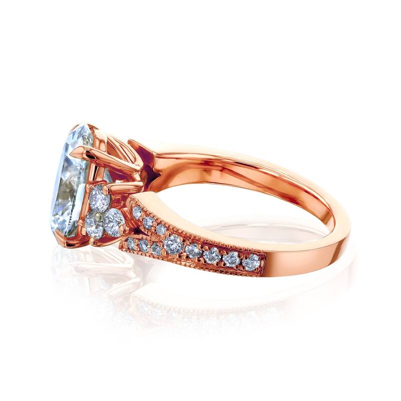 Kobelli 2.45 Carat Lab Grown Diamond Certified 14k Solid Gold Oval & Side Cluster Interlaken Engagement Ring (EF/VS)