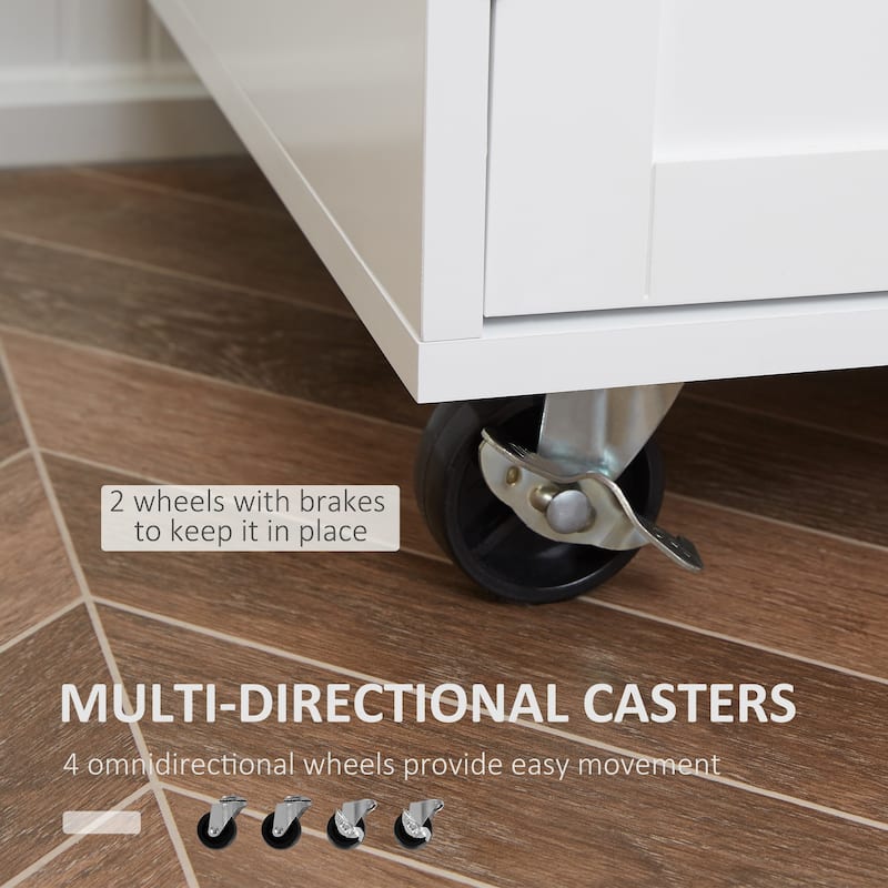 HOMCOM Kitchen Island Cart Rolling Trolley Cart with Drawer, Storage Cabinet & Towel Rack