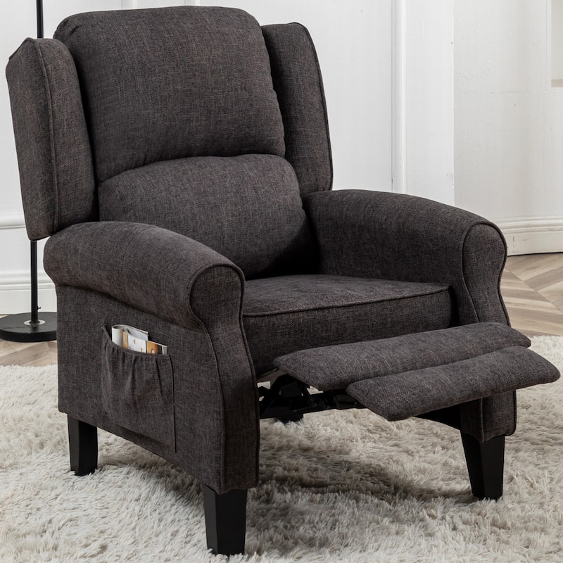 HOMYKA Polyested Upholstered Pushback Recliner Accent Chair Wingback Armchair