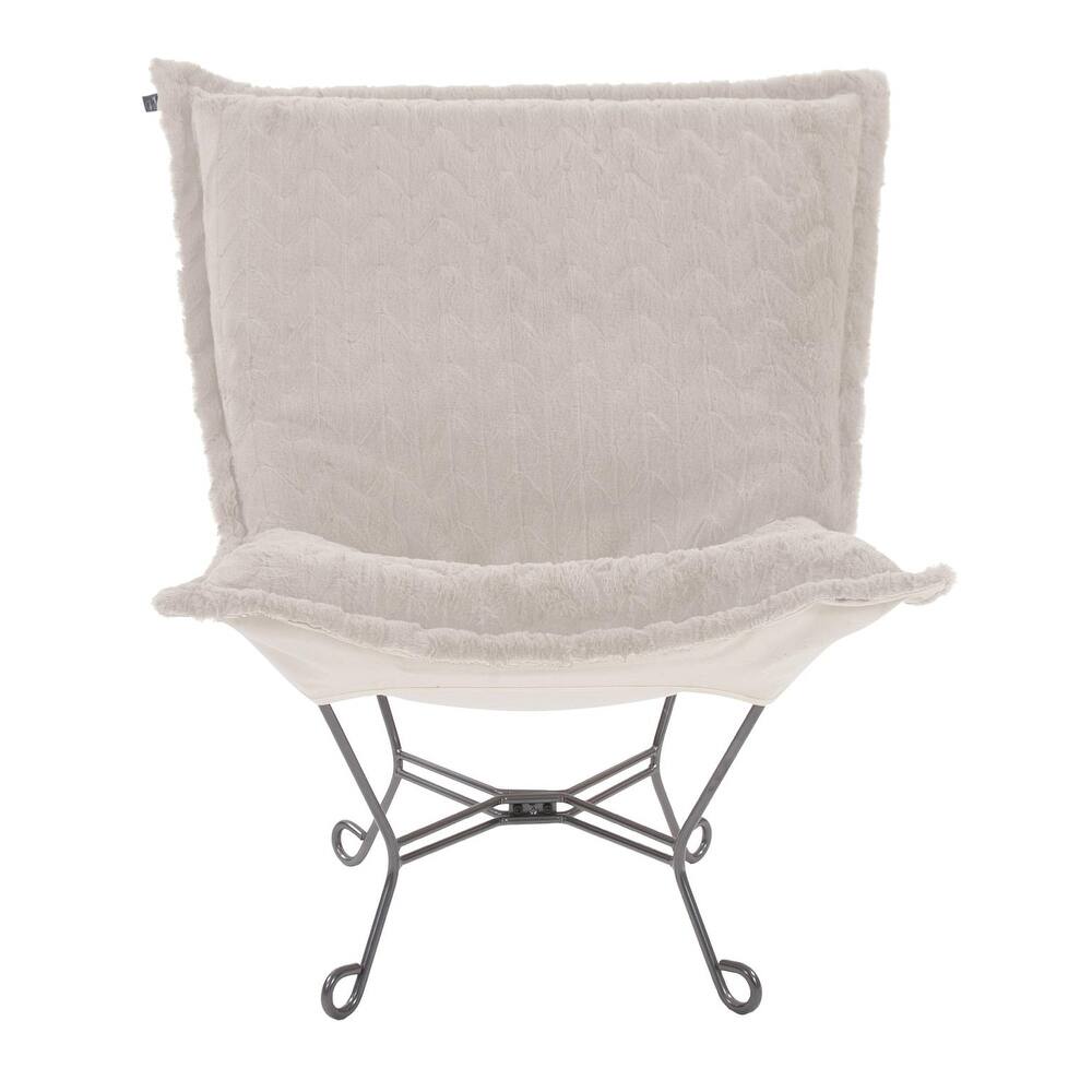 Allan Andrews Scroll Puff Chair with Titanium Frame, Angora Collection