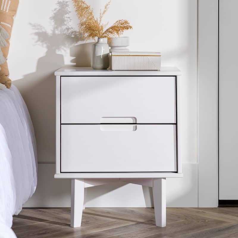 Middlebrook Mid-Century Solid Wood 2-Drawer Nightstand - White