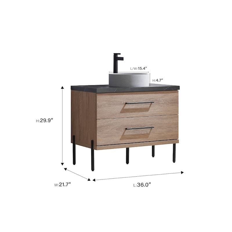Trento Bath Vanity with Sintered Stone Top with Concrete Sink (C)