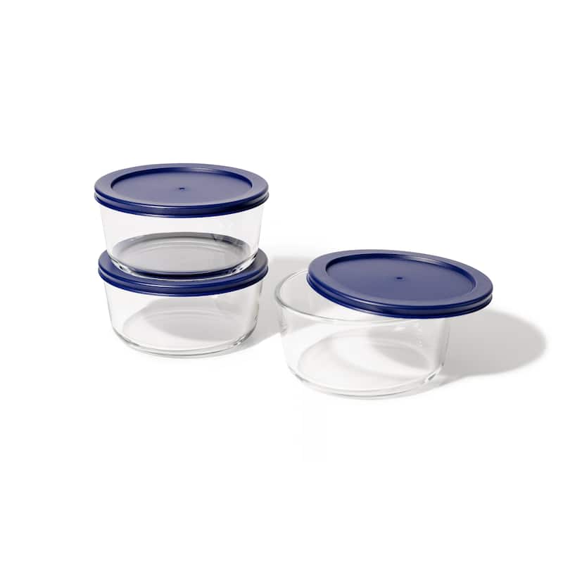 Glass Food Storage Containers Set - Round, 4-Cup (32oz) BPA-Free, Microwave & Oven Safe, Airtight Lids
