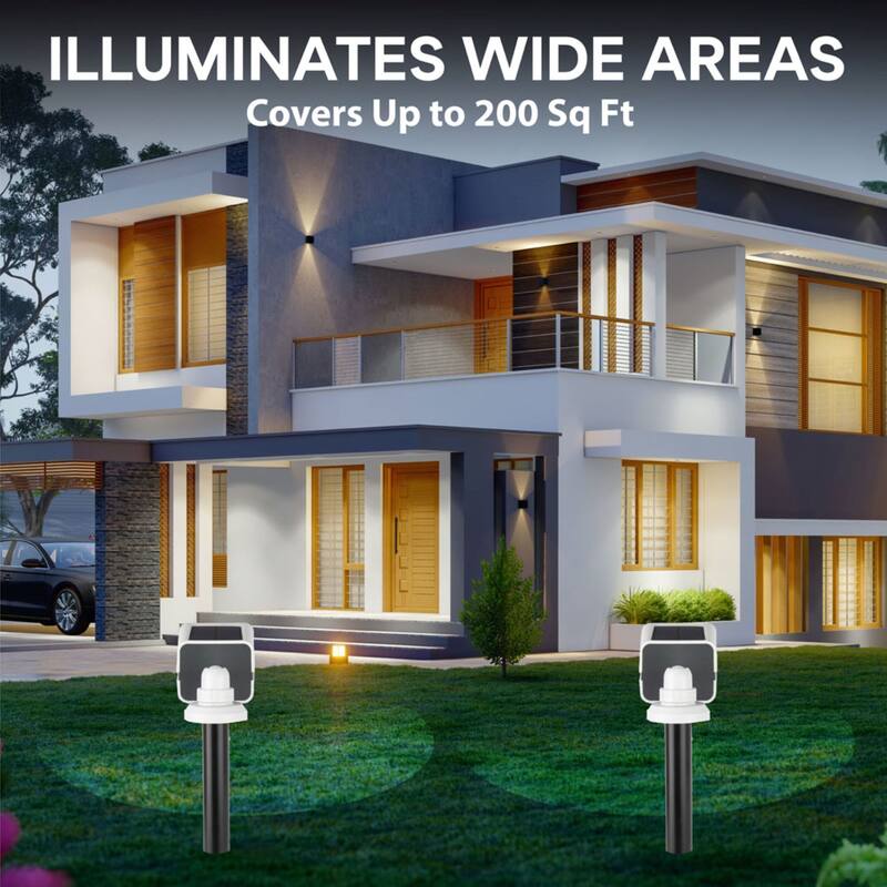 Bell + Howell Bionic Spotlight Pro 500 Lumens Solar Powered Motion Sensor Outdoor Security Light - 8"D x 3"H x 3"W