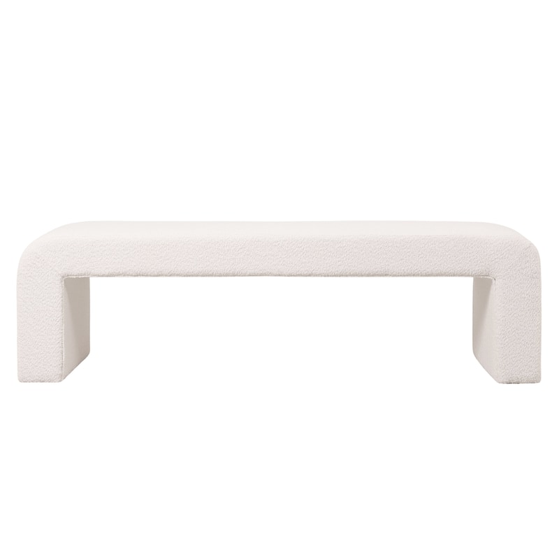 LeisureMod Vint 63" Wide Upholstered Rectangular Accent Bench in Boucle/Velvet for Living Room Bedroom Home Office