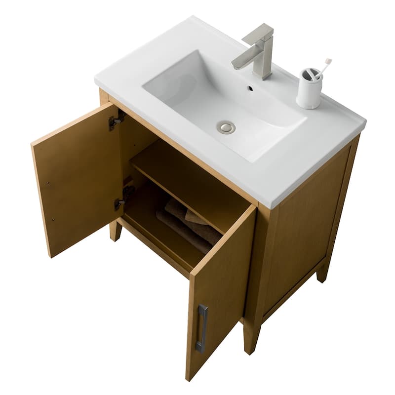 Vanity Art 20" or 24" or 30" Single Sink Bathroom Vanity Cabinet with Ceramic Top