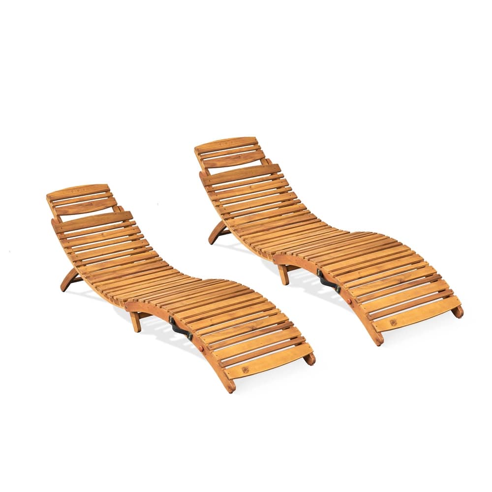 Lahaina Outdoor Acacia Wood Chaise Lounges (Set of 2) by Christopher Knight Home